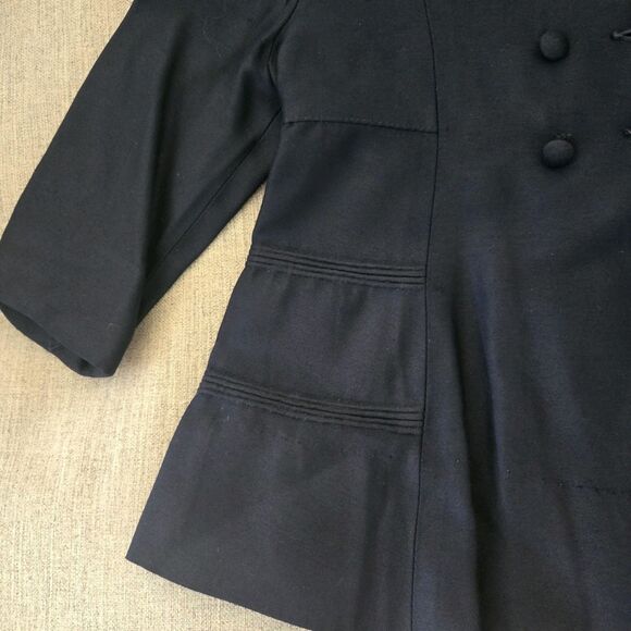 Vintage Infant Coat & Bonnet Set Navy Blue 1950s Double-Breasted Pleated - Picture 4 of 11